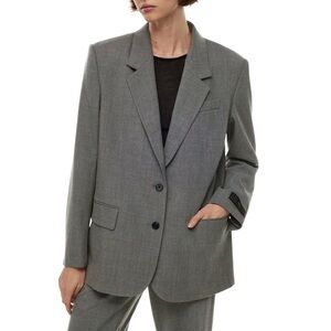 Aritzia Wilfred Francis Single-Breasted Relaxed Blazer Grey Wool Twill Sz L